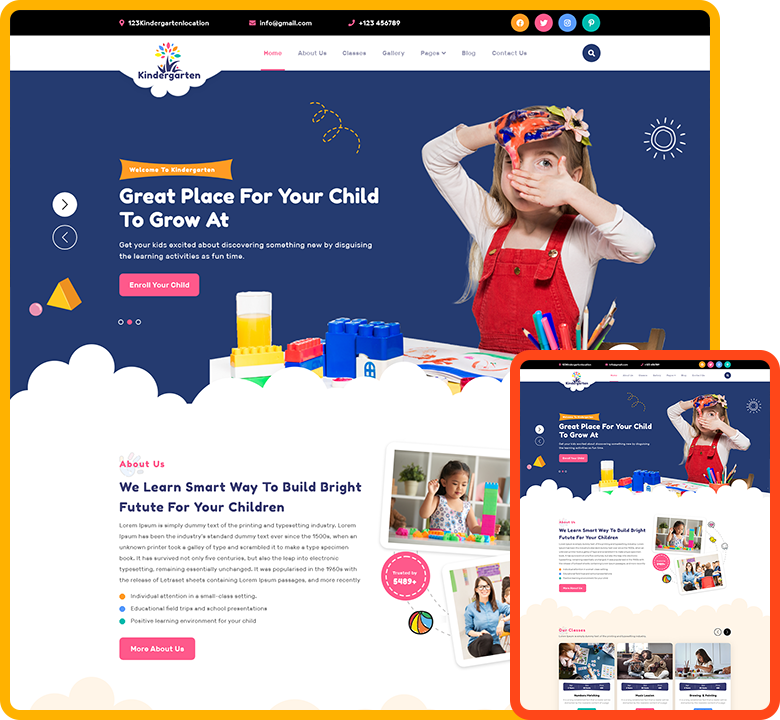 Free Playschool Classes WordPress Theme - ThemeIgnite