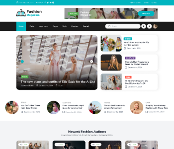 Fashion Magazine WordPress theme homepage layout with featured posts and author section