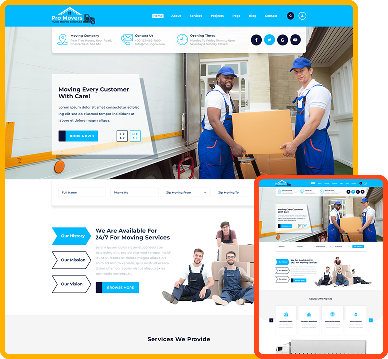 Movers Agency WordPress Theme - ThemeIgnite