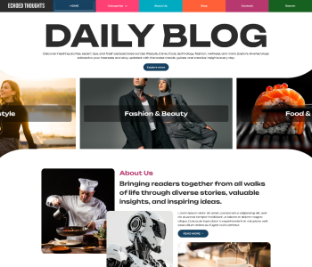 Multi Blog WordPress theme demo homepage with Daily Blog header and category tiles