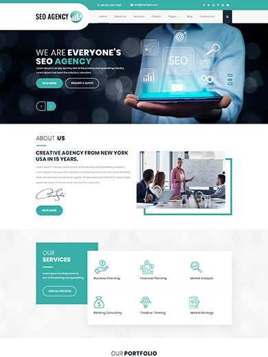 SEO agency WordPress theme homepage template preview