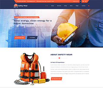 Safety Wear PPE website homepage banner with worker holding yellow hard hat