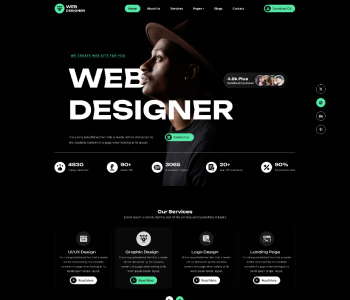 Web Designer WordPress theme homepage preview with hero text and services section