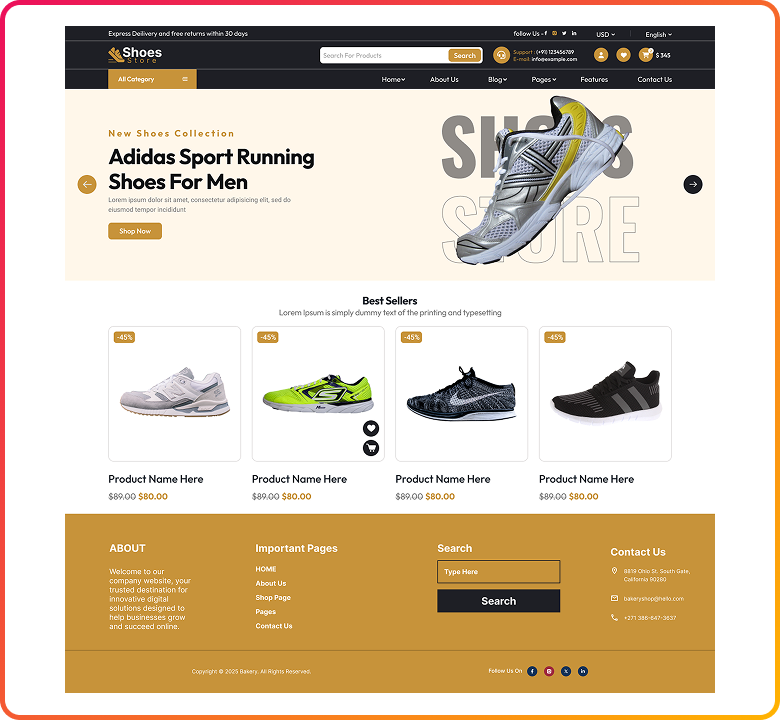 Free Shoes WordPress Theme